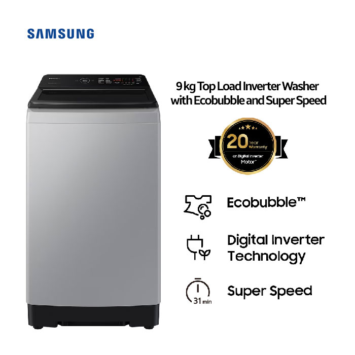 Samsung Mesin Cuci Top Loading Ecobubble 9 KG - WA90CG4545BYSE